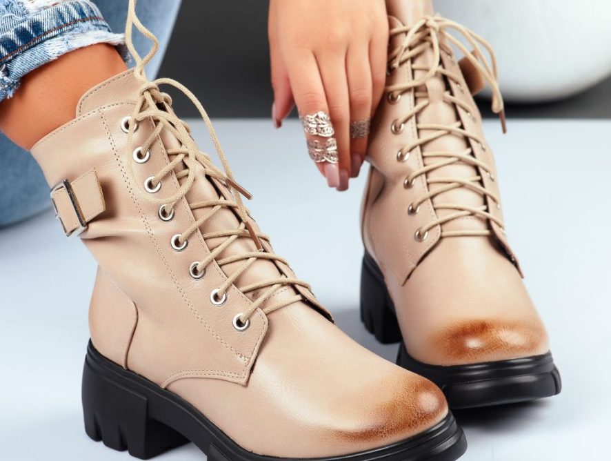 Reducere 24% la Ghete Dama Doria Bej #7602M