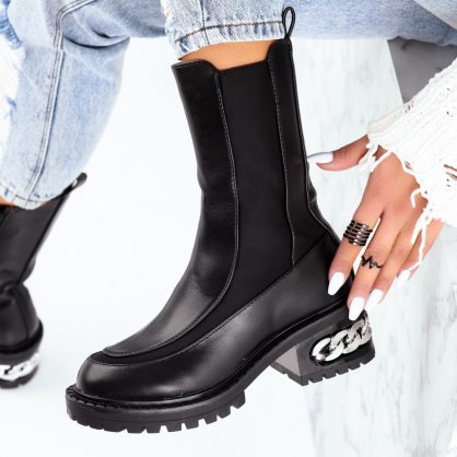 Reducere 38% la Ghete Dama Carina Negre #8113M