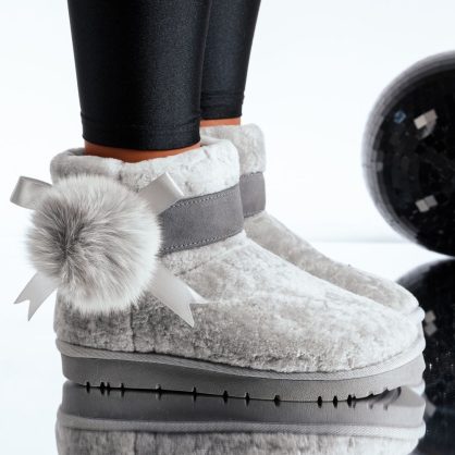 Reducere 25% la Cizme Scurte Dama Piele Naturala Kissa Gri #8627M