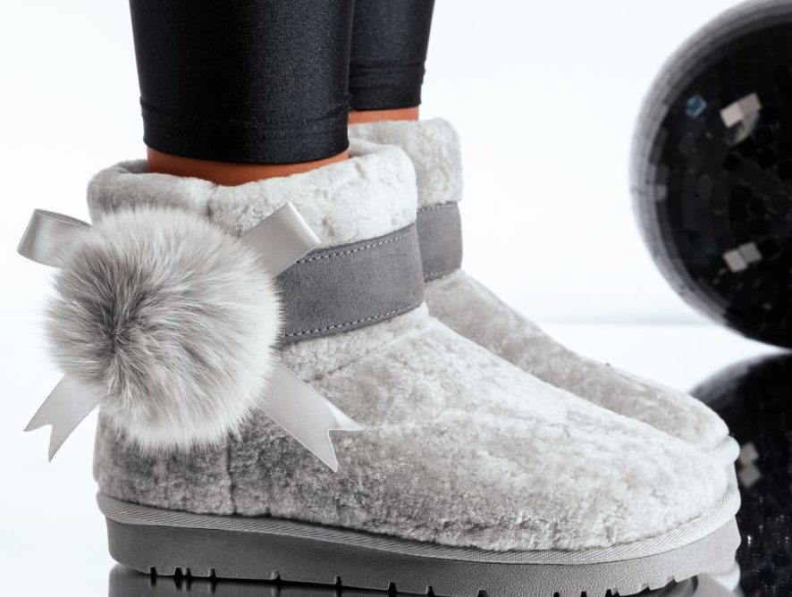 Reducere 25% la Cizme Scurte Dama Piele Naturala Kissa Gri #8627M