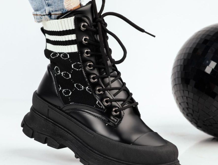 Reducere 38% la Ghete Dama Sport Luna Negre #8893M