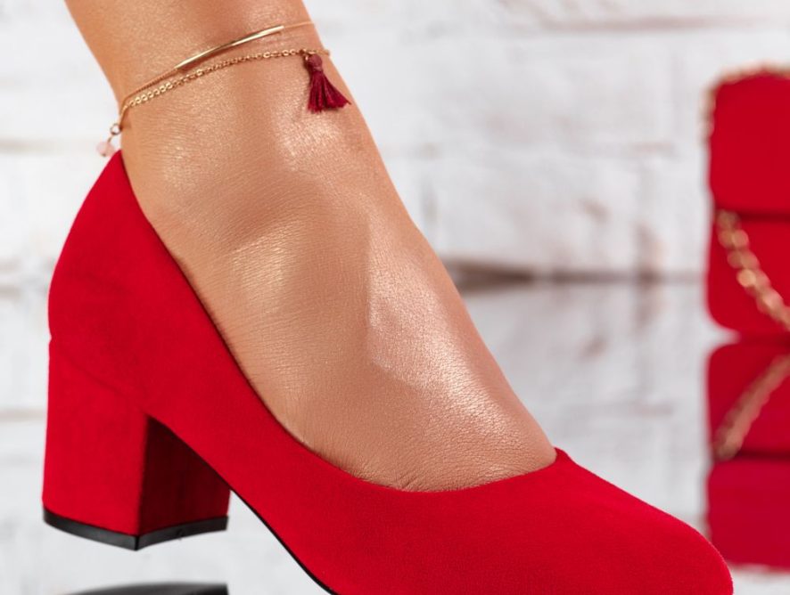 Reducere 24% la Pantofi Dama cu Toc Emotion Rosii #9629
