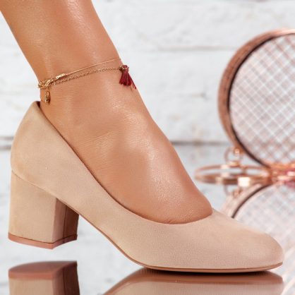 Reducere 24% la Pantofi Dama cu Toc Emotion Bej #9628