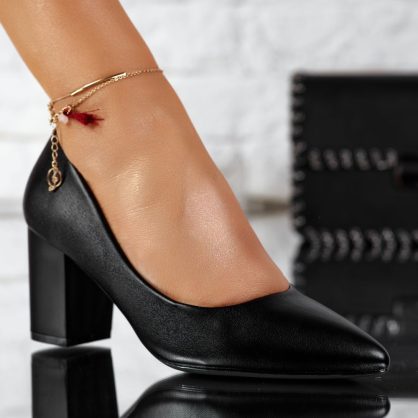 Reducere 24% la Pantofi Dama cu Toc Miller Negri #9635