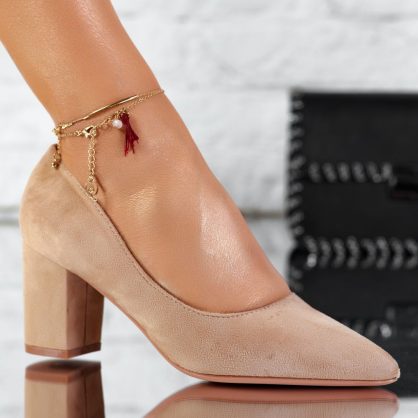 Reducere 24% la Pantofi Dama cu Toc Richard Bej #9646