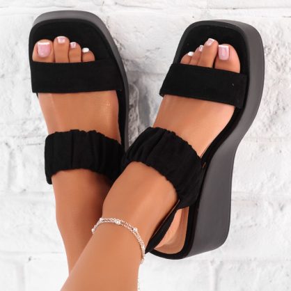 Reducere 44% la Sandale Dama cu Platforma Milana Negre #10260