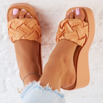 Reducere 44% la Papuci Dama cu Platforma Mackenzie Galbeni #10239