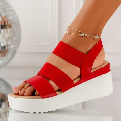 Reducere 34% la Sandale Dama cu Platforma Sasha Rosii #11060