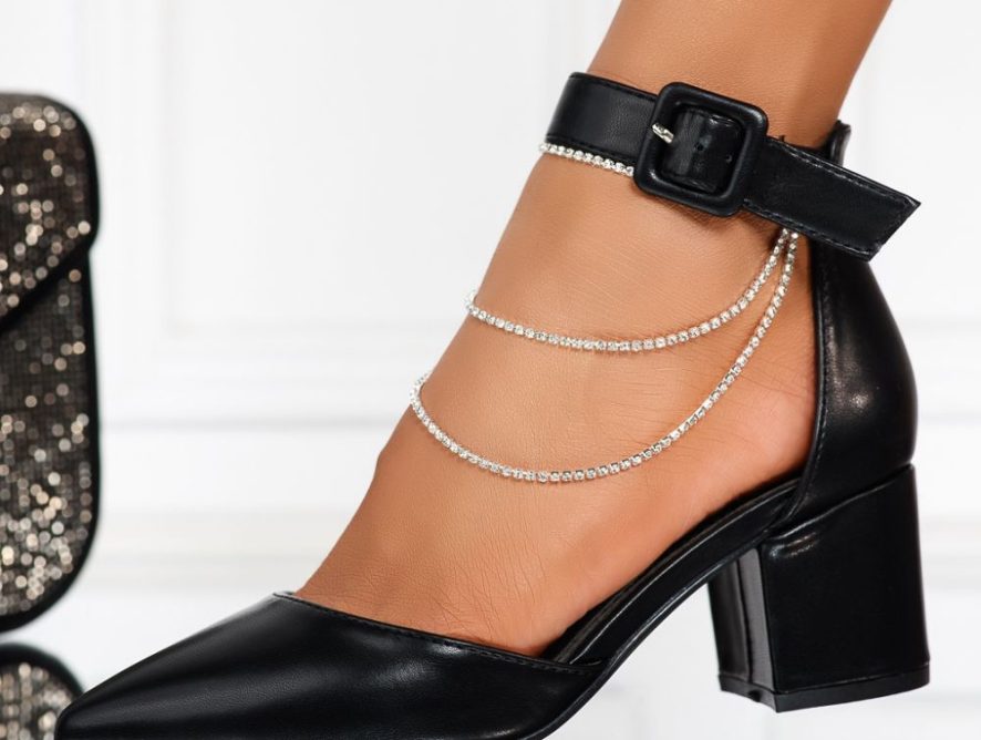 Reducere 24% la Pantofi Dama cu Toc Luna Negri #12409