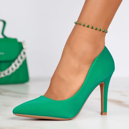 Reducere 42% la Pantofi Dama cu Toc Lane Verzi #12366