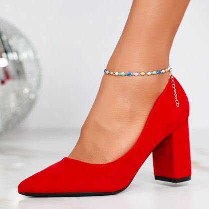 Reducere 24% la Pantofi Dama cu Toc Daria Rosii #12361