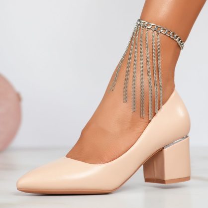 Reducere 24% la Pantofi Dama cu Toc Melania Bej #12388