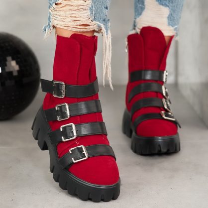 Reducere 23% la Ghete Dama Connor2 Rosu/Negre #12815