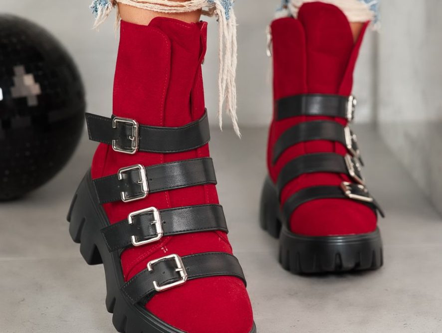 Reducere 23% la Ghete Dama Connor2 Rosu/Negre #12815