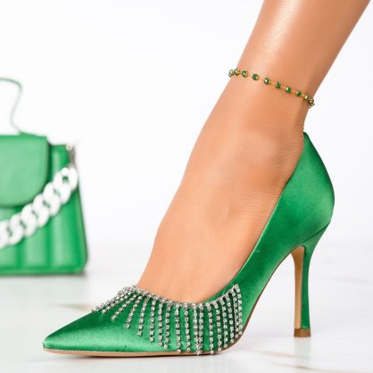 Reducere 42% la Pantofi Dama cu Toc Sofia Verzi #13292