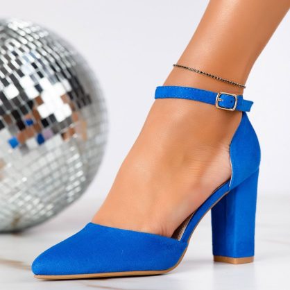 Reducere 24% la Pantofi Dama cu Toc Briana Albastri #13306