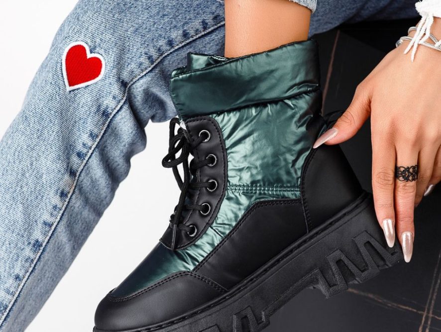 Reducere 25% la Ghete Dama Maria Negre/Verzi #13368