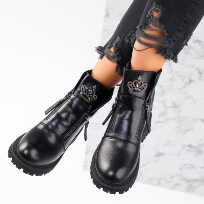 Reducere 22% la Ghete Dama Imblanite Diamond Negre #11903