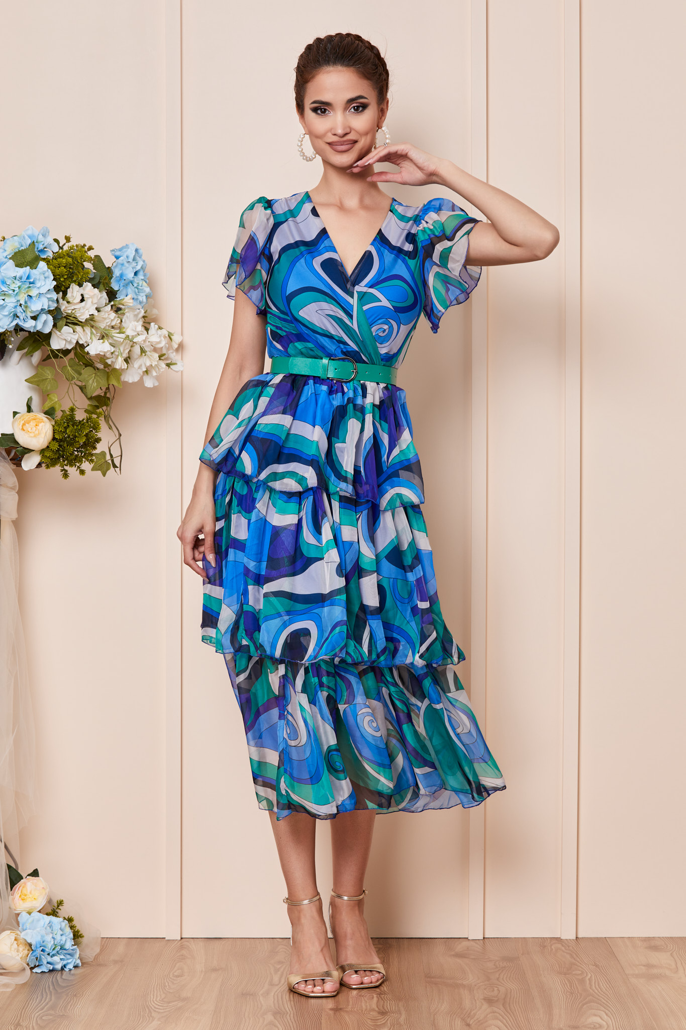 Reducere 45% la Rochie Ariella Albastra Multicolora