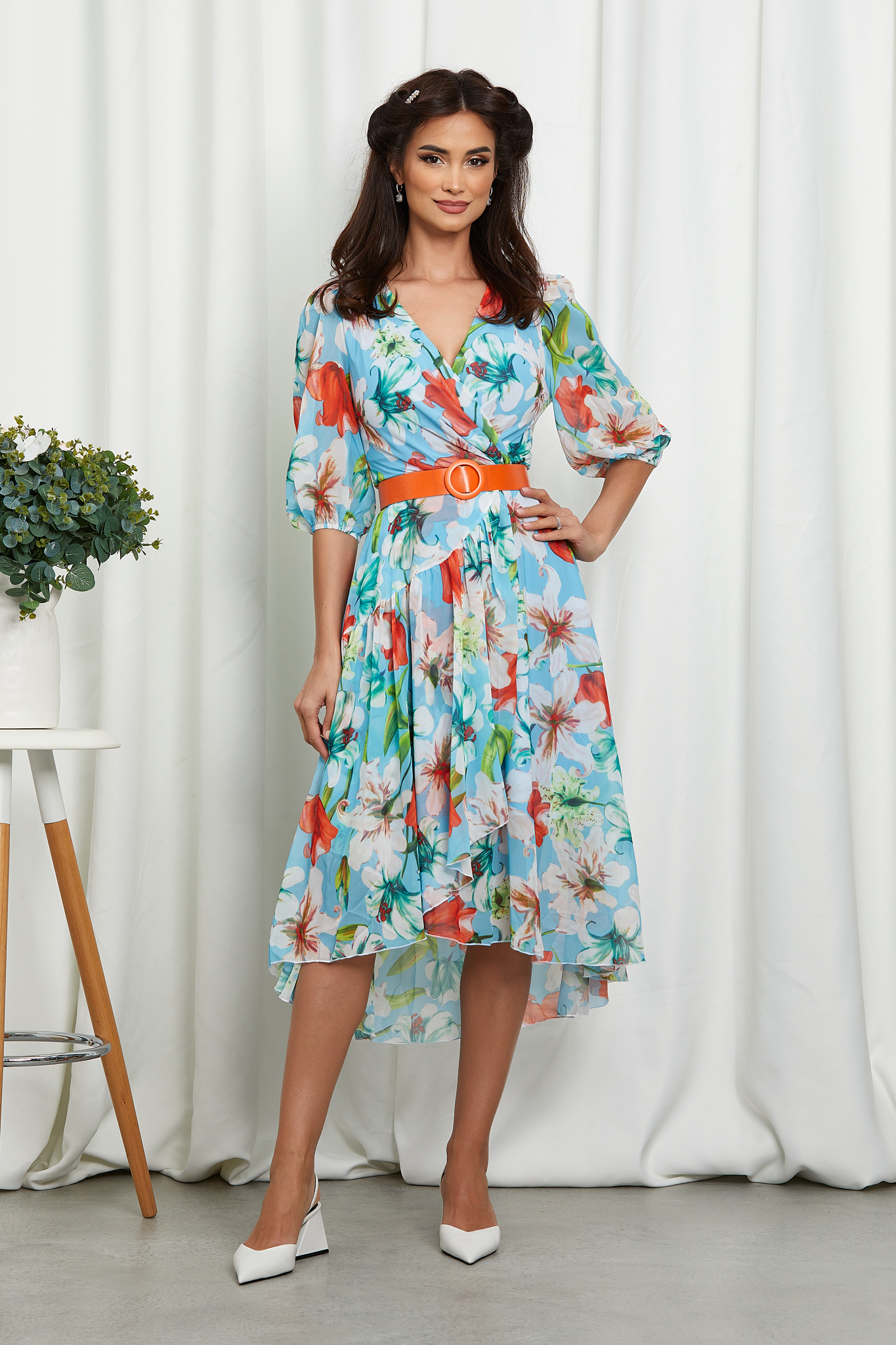 Reducere 40% la Rochie Linda Bleu Floral