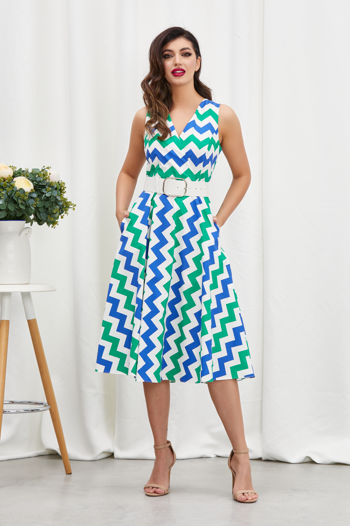 Reducere 32% la Rochie Melya Verde Multi