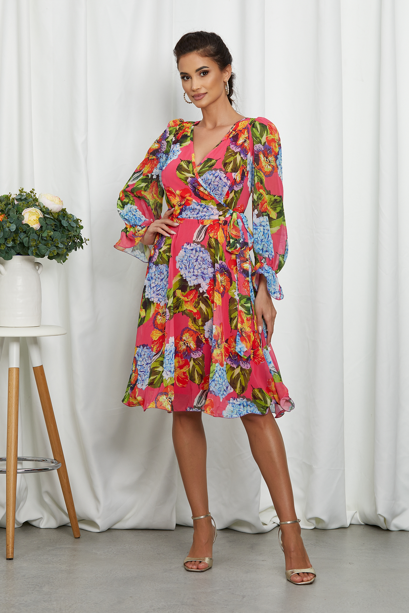 Reducere 36% la Rochie Simine Roz Multicolora