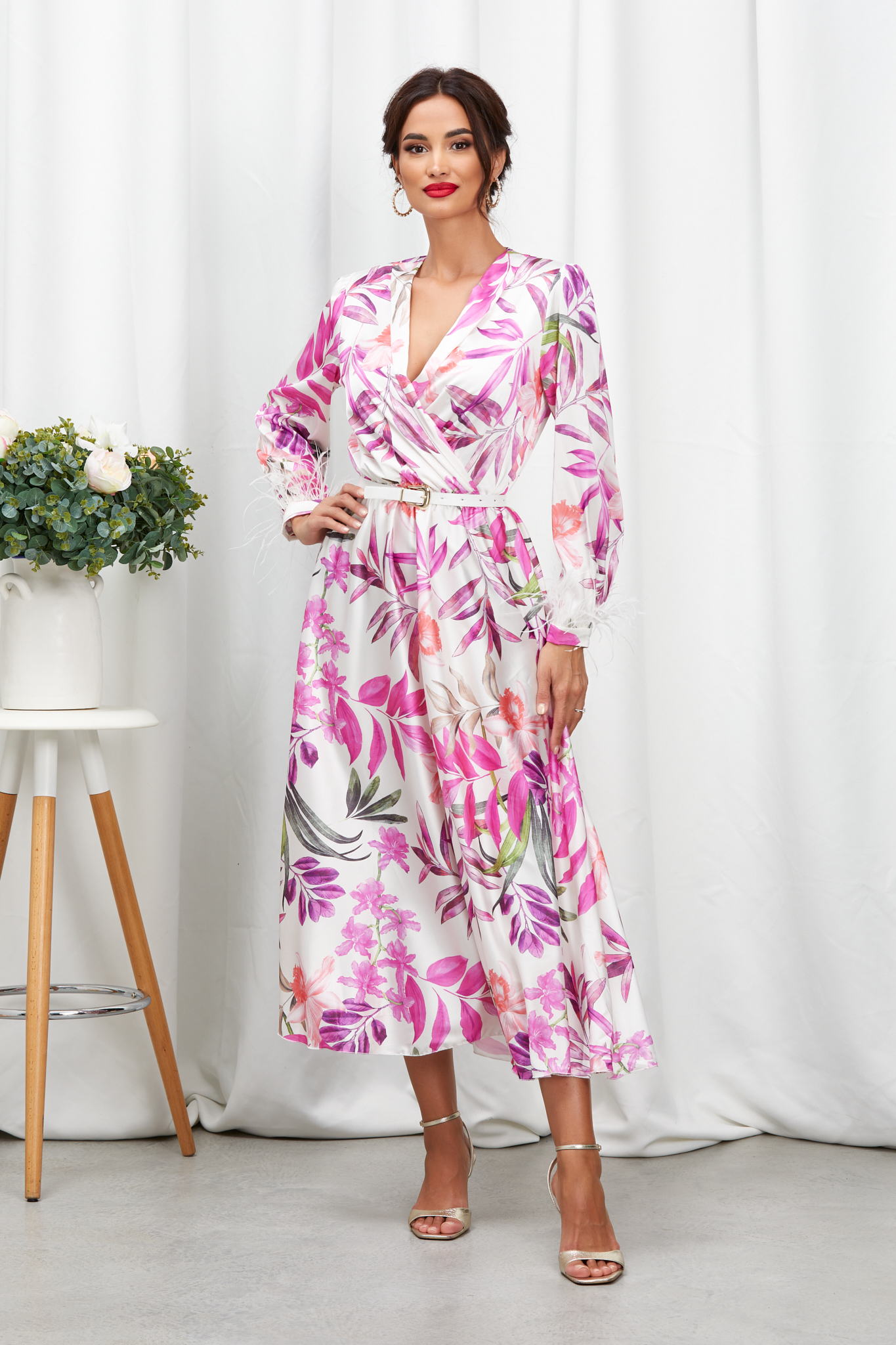 Reducere 27% la Rochie Margo Ciclam Floral