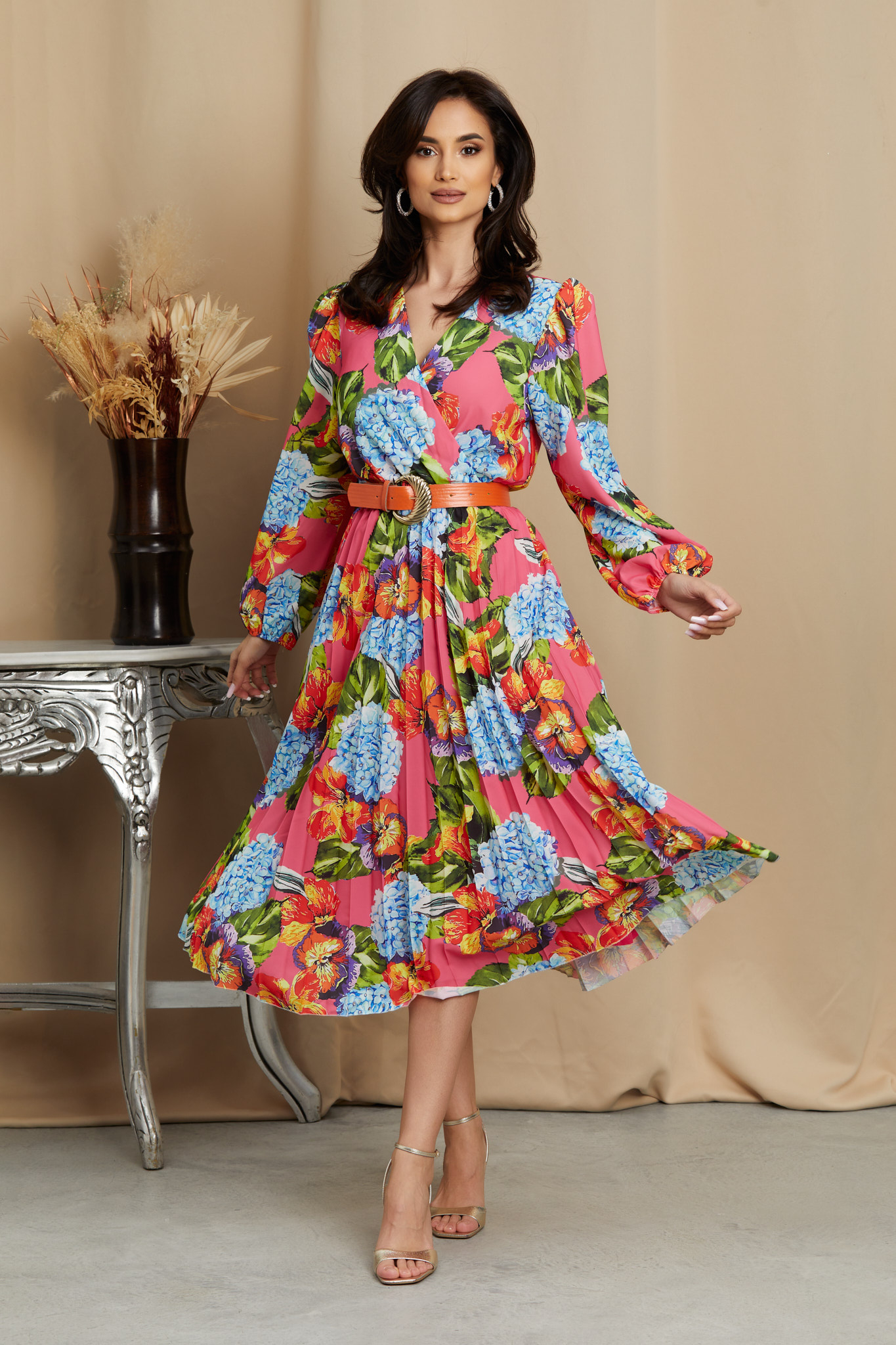 Reducere 29% la Rochie Malina Roz Multicolora