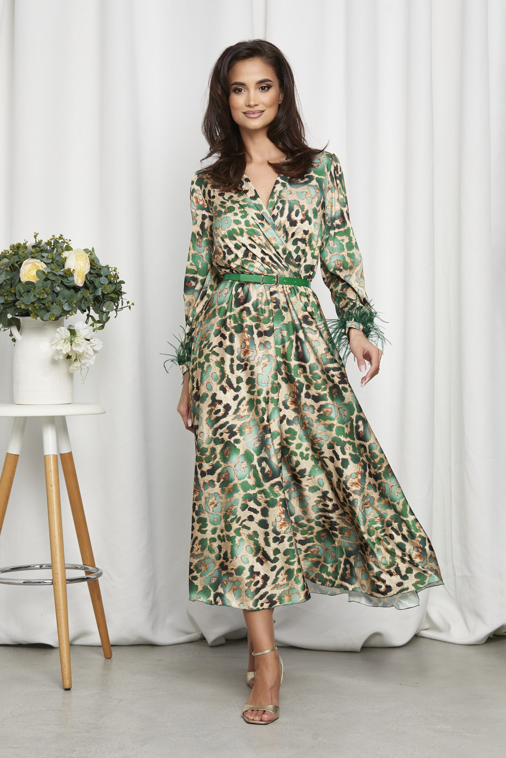 Reducere 18% la Rochie Margo Verde Animal Print