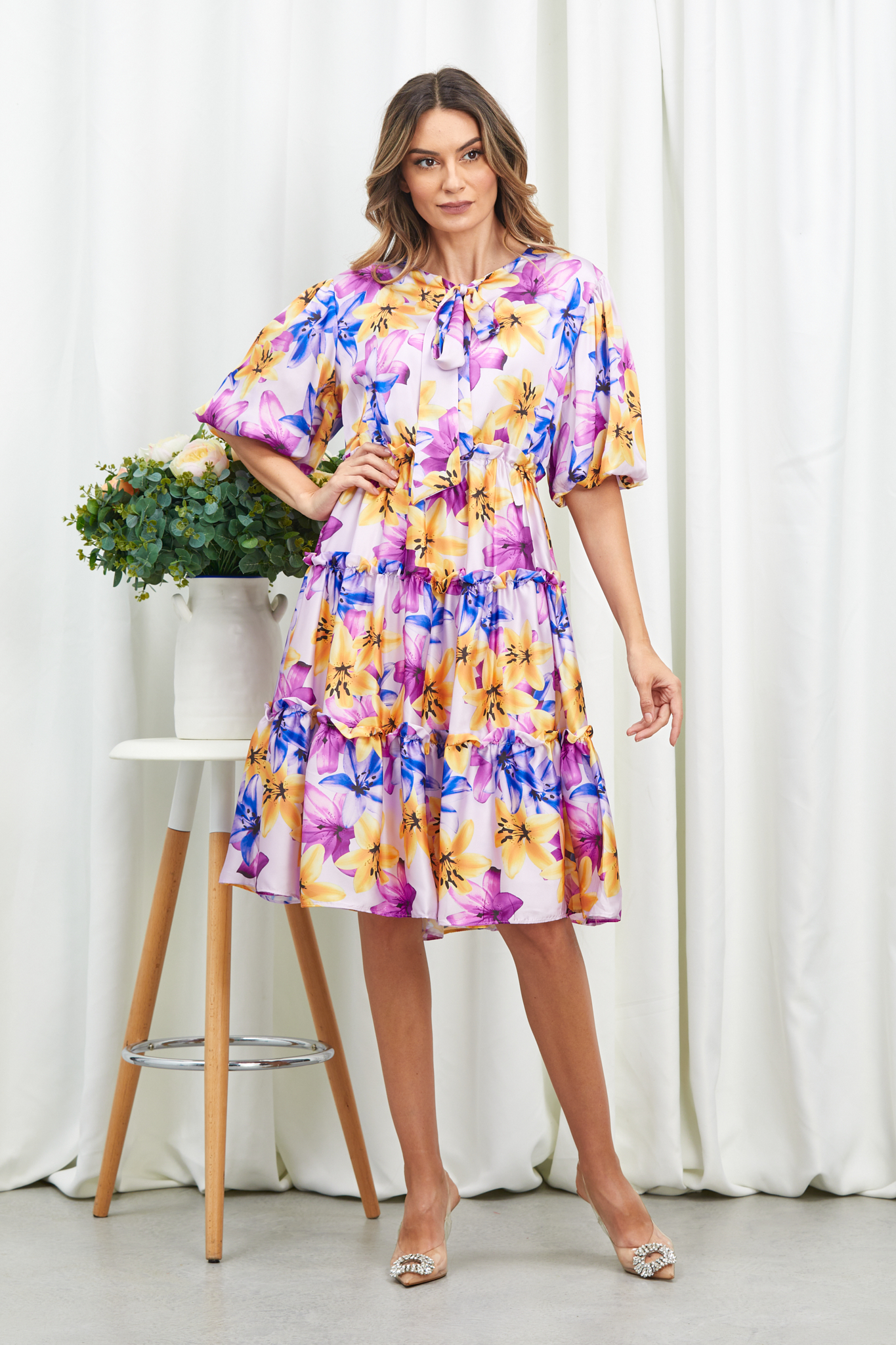 Reducere 38% la Rochie Cecille Lila Floral