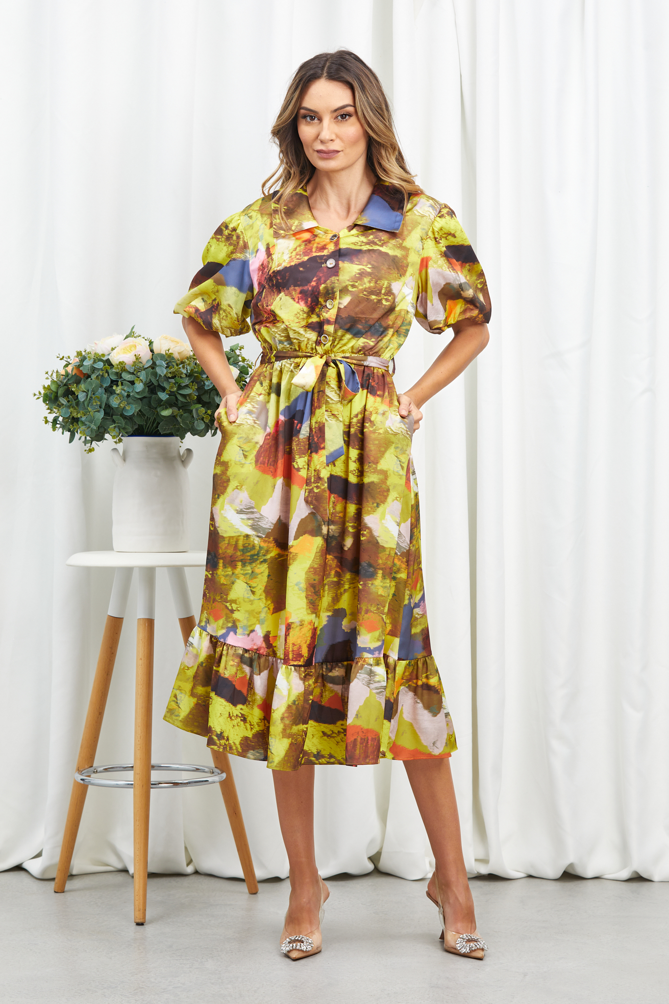Reducere 38% la Rochie Eliza Galben Multi