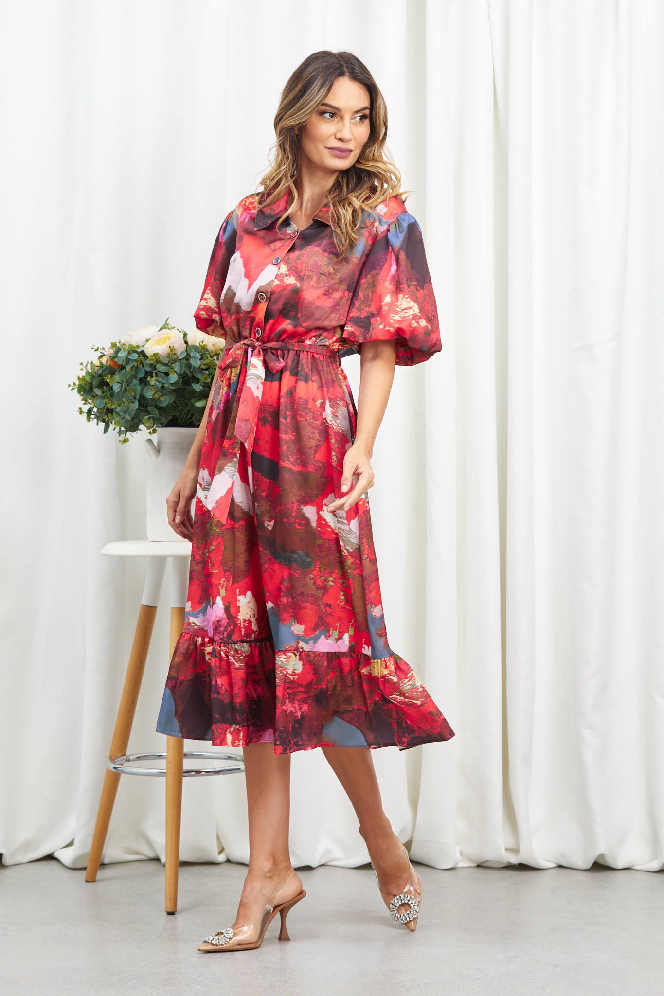 Reducere 38% la Rochie Eliza Rosu Multi