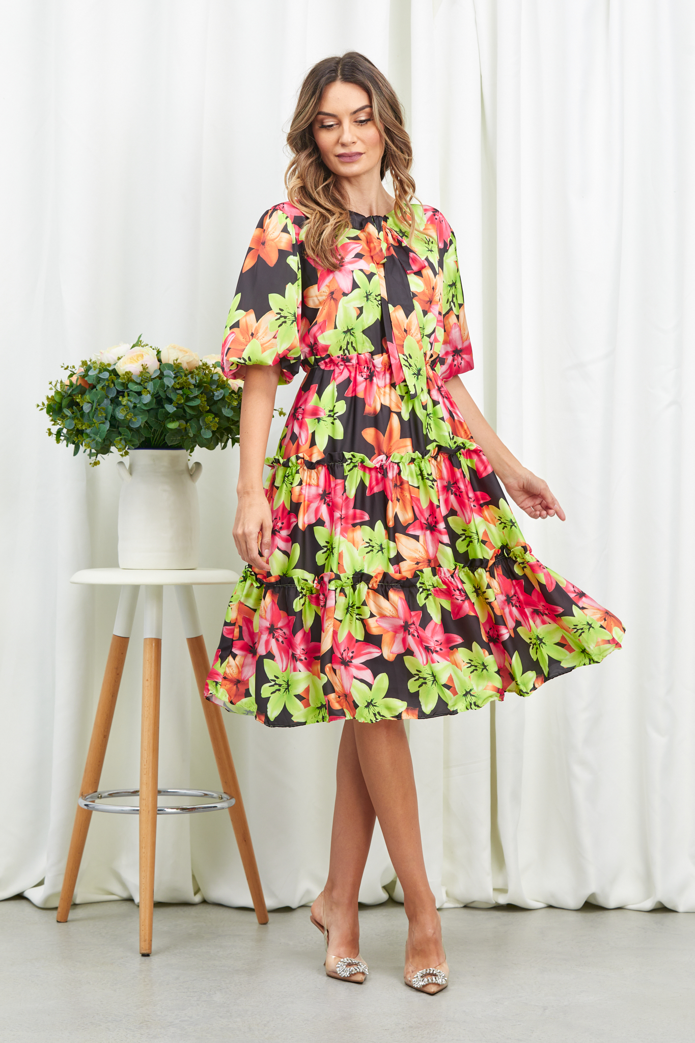 Reducere 38% la Rochie Cecille Negru Floral