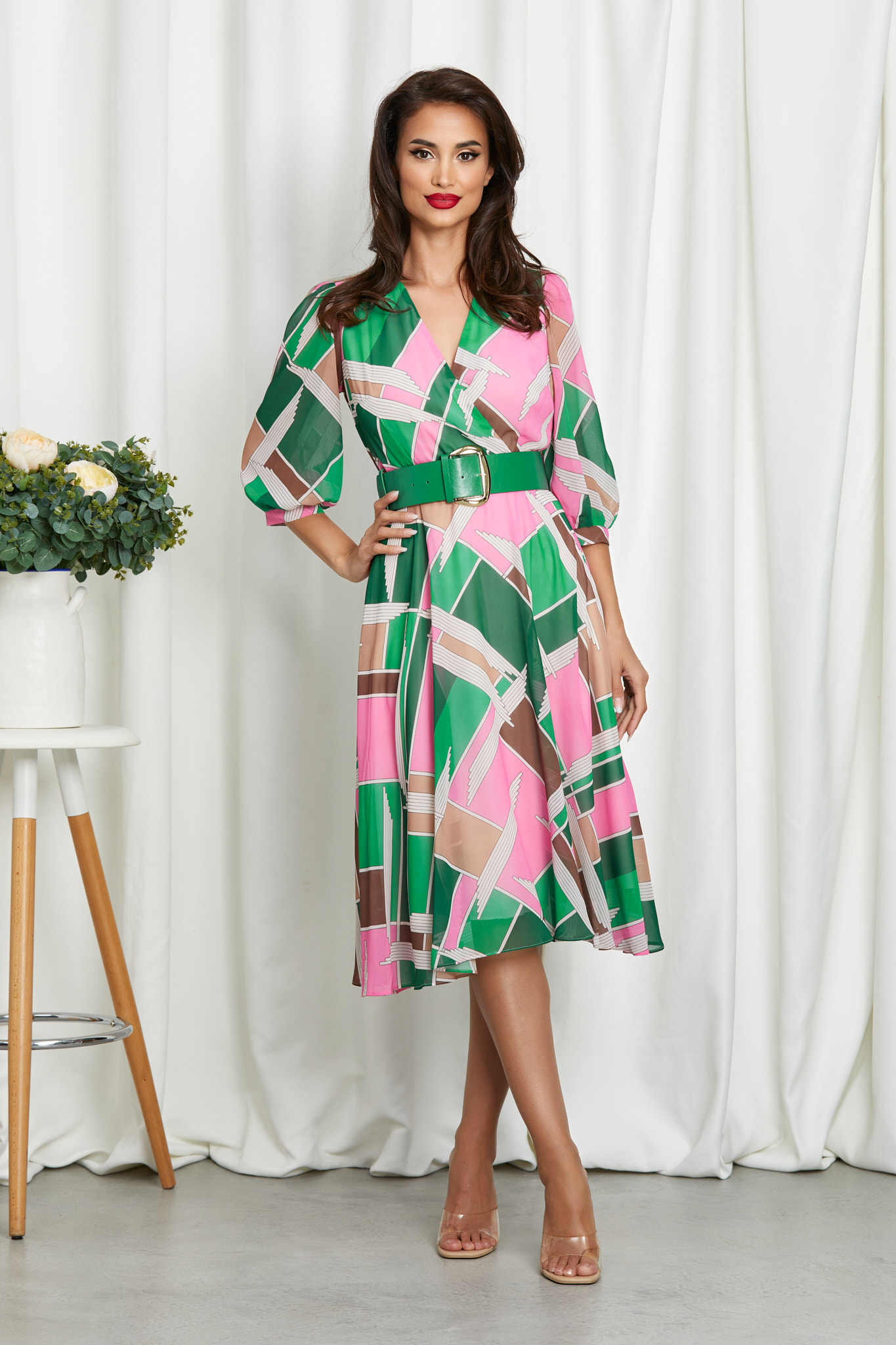 Reducere 26% la Rochie Yudith Verde Multi