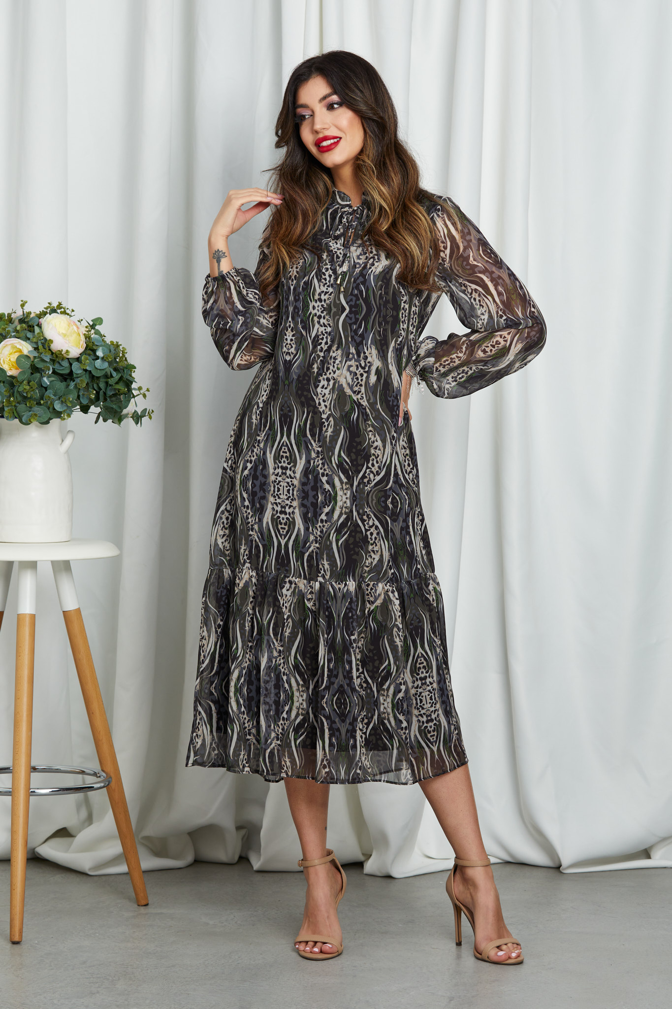 Reducere 42% la Rochie Sinead Kaki Multi
