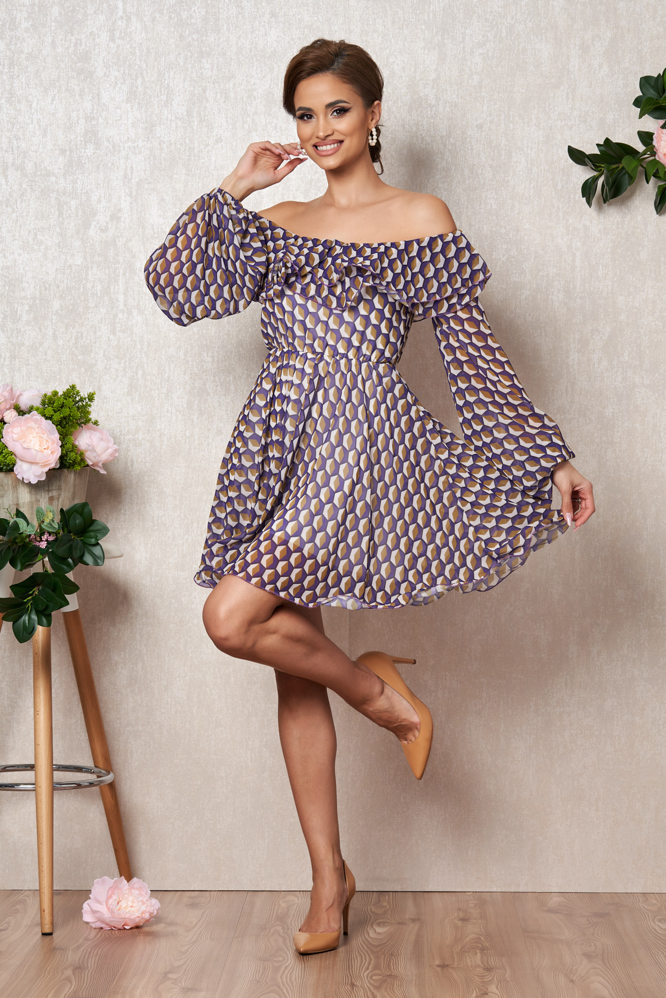 Reducere 36% la Rochie Yrene Mov Multi