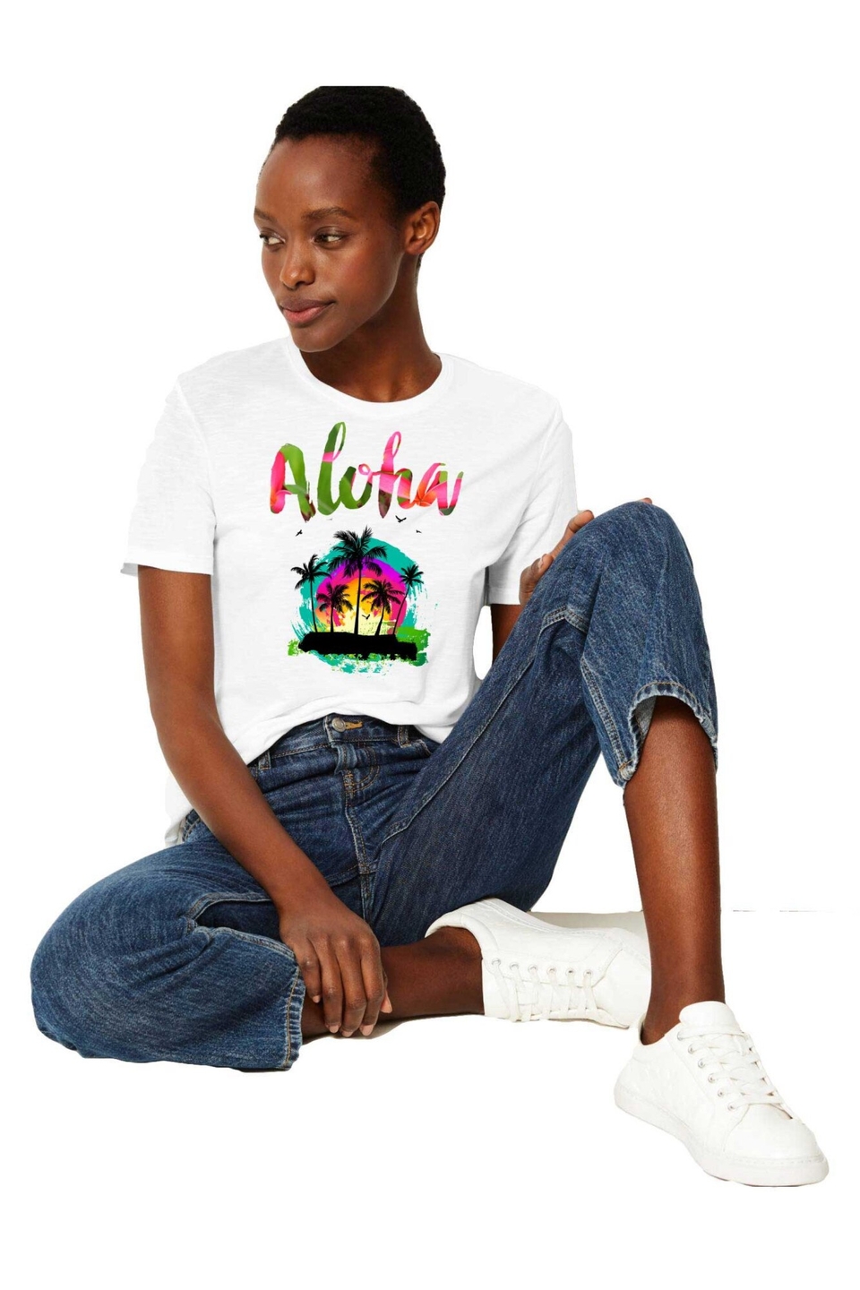 Reducere 33% la Tricou dama alb -  Aloha Exotic