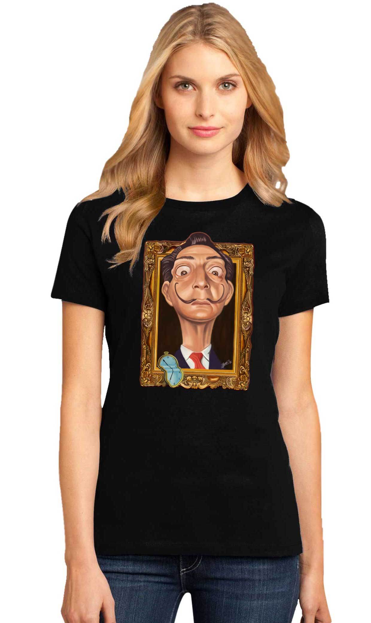 Reducere 33% la Tricou dama negru -  Dali - Frame