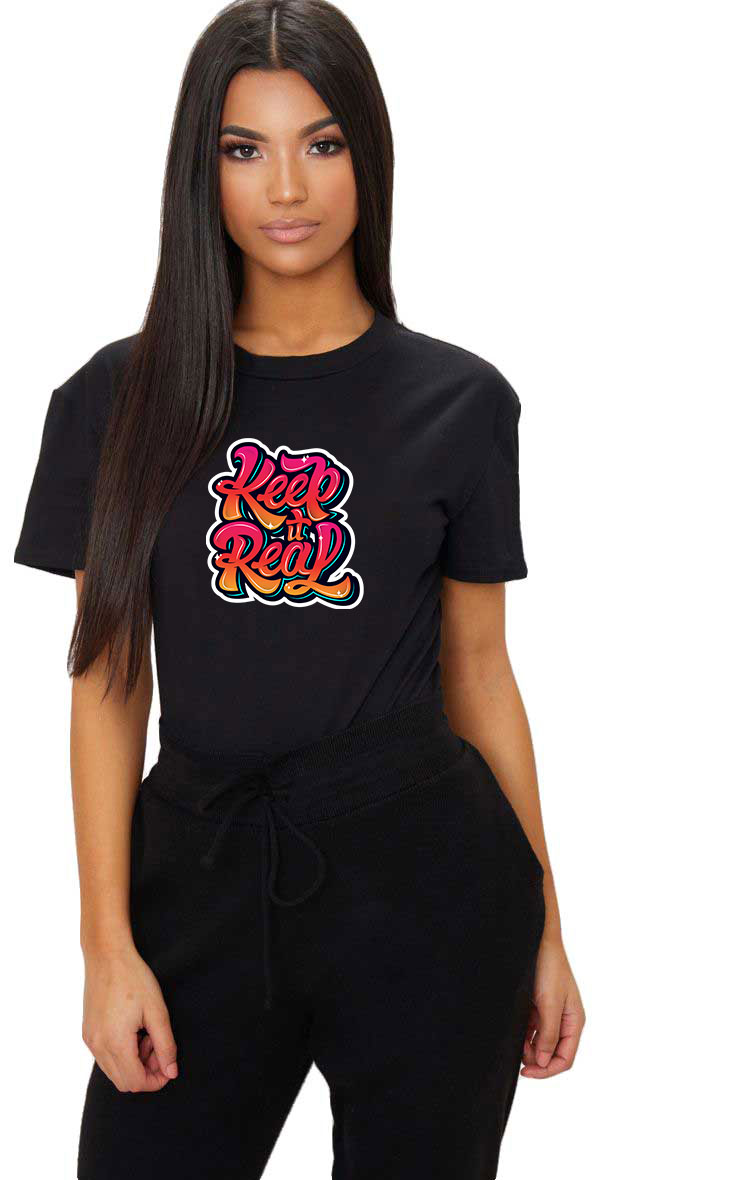 Reducere 33% la Tricou dama negru - Keep it real