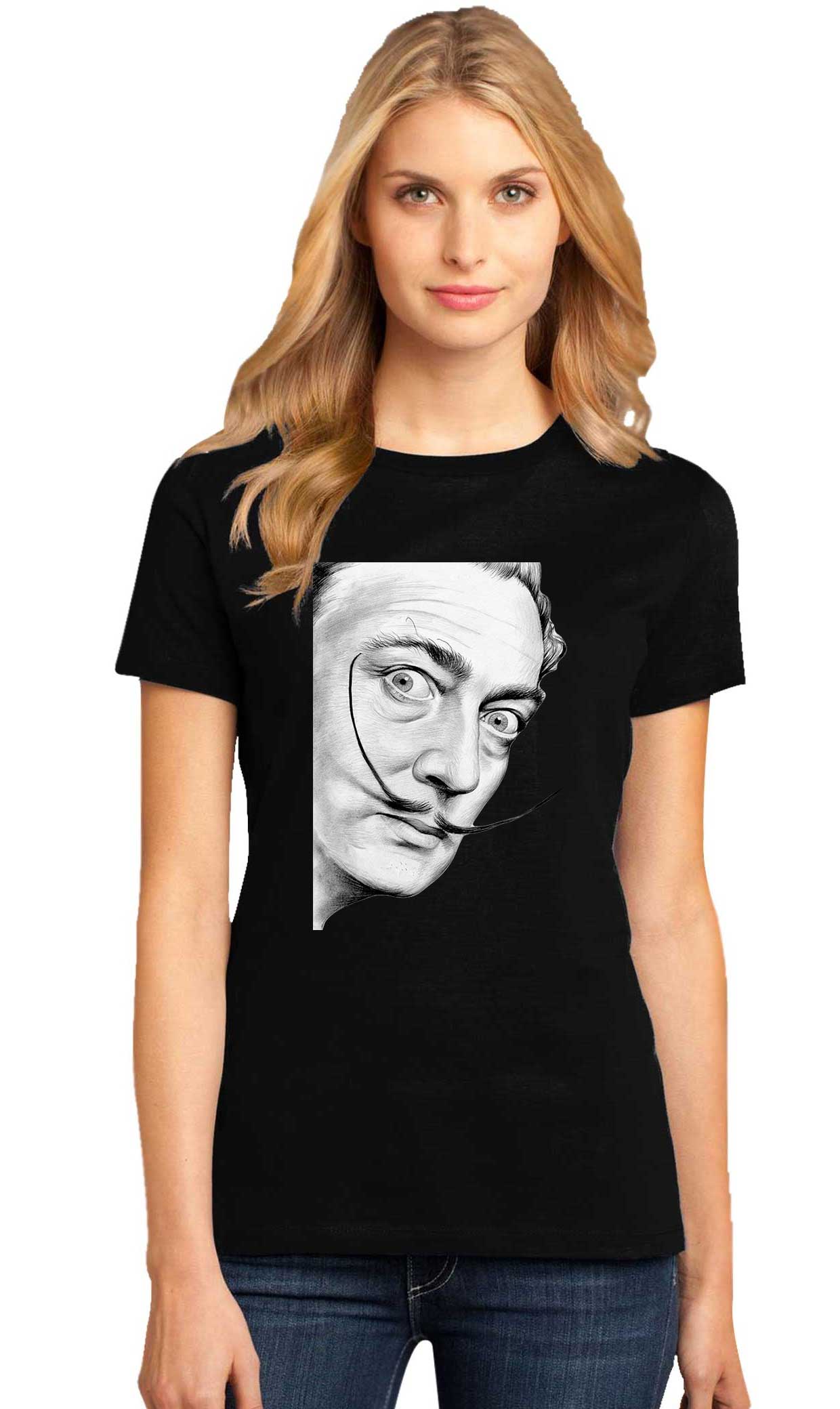 Reducere 33% la Tricou dama negru -  Dali - Portret