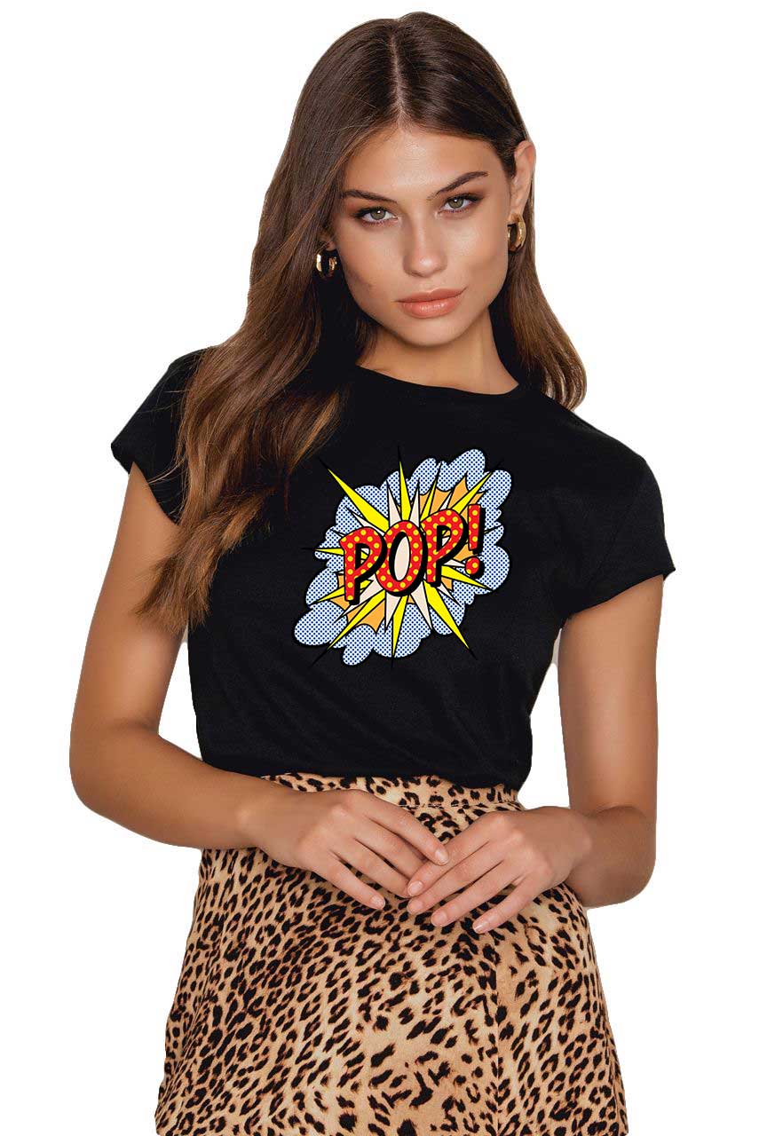 Reducere 33% la Tricou dama negru - POP