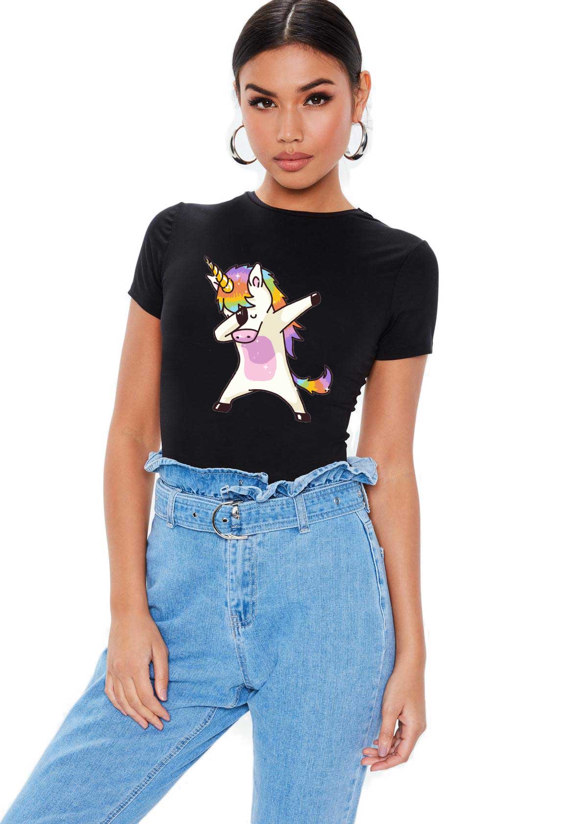 Reducere 33% la Tricou dama negru -  Cool Unicorn